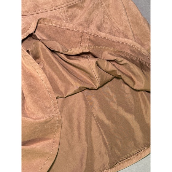 LOFT Camel Faux Suede A-Line Skirt Women Size 6 Tan Mini Skirt Soft - Picture 4 of 7